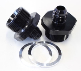 <strong>Carburettor Adapter - Male -6AN to 1" x 20 </strong><br />Black Finish. Suit Quadrajet Inlet Feed