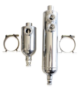 <strong>Universal Breather Tank</strong><br /> 1.25 L, 16-3/8" H x 3-1/8" Dia., -12 ORB x 2, Polished finish
