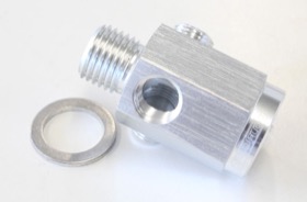 <strong>Metric Extension with 1/8" Port</strong><br /> Silver Finish. M14 x 1.5 Thread