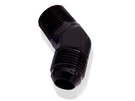<strong>45° NPT to Male Flare Adapter 1/4" to -4AN</strong><br />Black Finis h