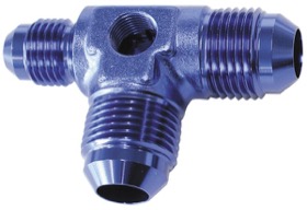 <strong>Flare AN Stepped Tee with 1/8" NPT Ports </strong><br />-8AN x 2, -6AN x 1,  Blue Finish