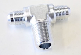 <strong>Tee with NPT On Side 3/8" to -6AN</strong> <br />Silver Finish
