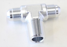 <strong>Tee with NPT On Side 1/2" to -8AN</strong> <br />Silver Finish