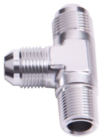 <strong>Tee with NPT On Run 1/4" to -6AN</strong> <br />Silver Finish