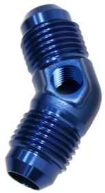 <strong>45° Male Flare Union -6AN</strong><br /> With 1/8" NPT Port. Blue Finish