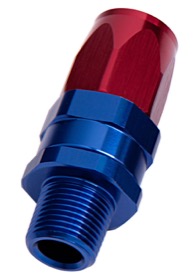 <strong>Male NPT Taper Swivel Straight Hose End 1/4" to -6AN</strong><br /> Blue/Red Finish. Suit 100 & 450 Series Hose