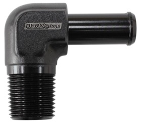 <strong>Male NPT to AN Barb 90° Adapter 1/8" to -4AN Hose</strong><br /> Black Finish