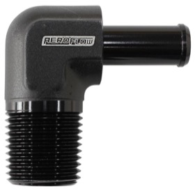 <strong>Male NPT to AN Barb 90° Adapter 3/8" to -6AN Hose</strong><br /> Black Finish