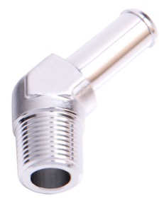 <strong>Male NPT to Barb 45° Adapter 1/8" to 1/4"</strong><br /> Silver Finish