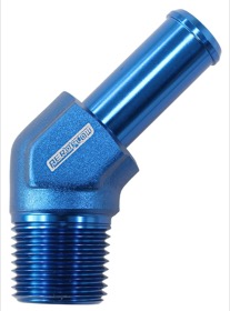 <strong>Male NPT to Barb AN 45° Adapter 1/2" to -10AN Hose</strong><br /> Blue Finish