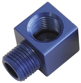 <strong>90° Female 1/8" NPT to Male 1/8" NPT Elbow </strong> <br />Blue Finish
