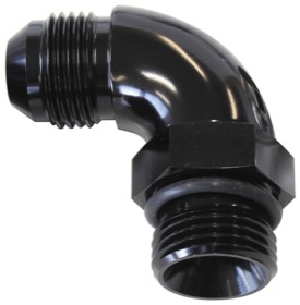 <strong>90° ORB to Male AN Full Flow Adapter -6 ORB to -4AN </strong><br />With Jam Nut, Black Finish