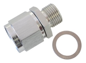 <strong>Male M14 x 1.5 to Female -10AN Swivel Adapter </strong><br />Supplied With Washer, Silver Finish