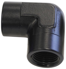 <strong>90° NPT Female Adapter - 1/4"</strong> <br />Black Finish