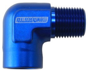 <strong>90° NPT Female to Male NPT Fitting 1/8" </strong><br />Blue Finish