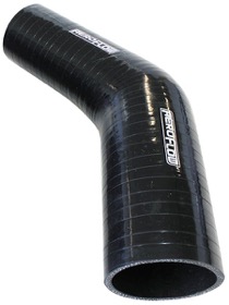 <strong>45° Silicone Hose Reducer 1-3/4" - 1-1/2" (45-38mm) I.D </strong><br />Gloss Black Finish. 5-33/64" (140mm) Length
