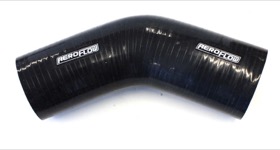 <strong>45° Silicone Hose Reducer 4" - 3-1/2" (102-89mm) I.D</strong><br /> Gloss Black Finish. 5-33/64" (140mm) Length