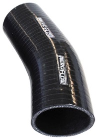 <strong>23° Silicone Hose Elbow 2-1/4" (57mm) I.D </strong><br />Gloss Black Finish. 4-59/64" (125mm) Leg