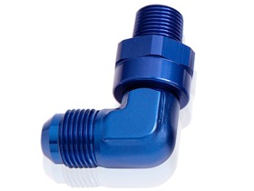 <strong>90° NPT Swivel to Male AN Flare Adapter 3/4" to -16AN</strong> <br />Blue Finish