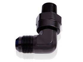 <strong>90° NPT Swivel to Male AN Flare Adapter 3/4" to -16AN</strong> <br />Black Finish