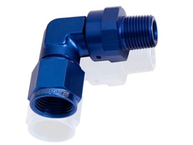 <strong>90° Male NPT to Female AN Adapter 3/4" to -16AN </strong><br /> Blue Finish