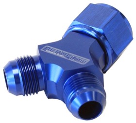 <strong>Y-Block with Female Swivel -8AN Inlet to 2 x -6AN Outlets</strong><br /> Blue Finish
