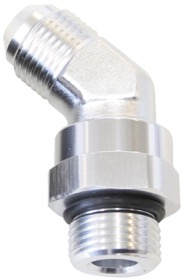 <strong>45° ORB Swivel to Male Flare Adapter -8 to -6 </strong><br />Silver Finish