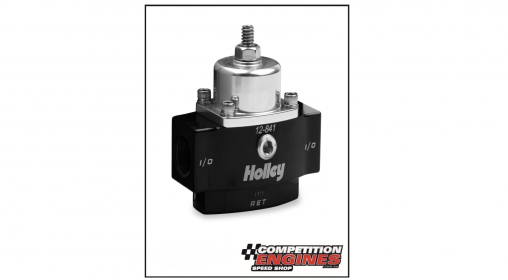 HY-12-841 Holley HP Billet Fuel Pressure Regulators 4 1/2 to 9 psi., Female 3/8 in. NPT Inlet/Outlet, Black/Clear
