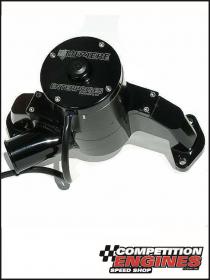 Meziere WP300SP, 300 Series Electric Water Pump, Chev Big Block, 55 GPM, With Low Pressure Port, Black Anodized Finish